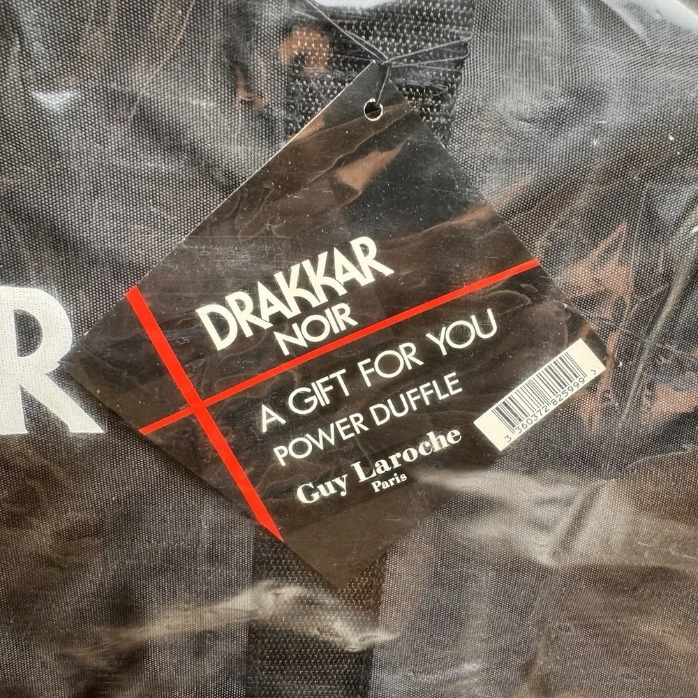 Drakkar‎ Noir Duffle Bag Black Red Travel Gym Weekender Tote NWT Vintage 90s